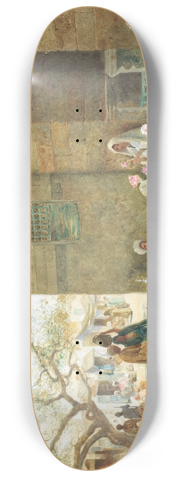 Charles Robertson - Market scene, Cairo 8.25 inch art skate deck