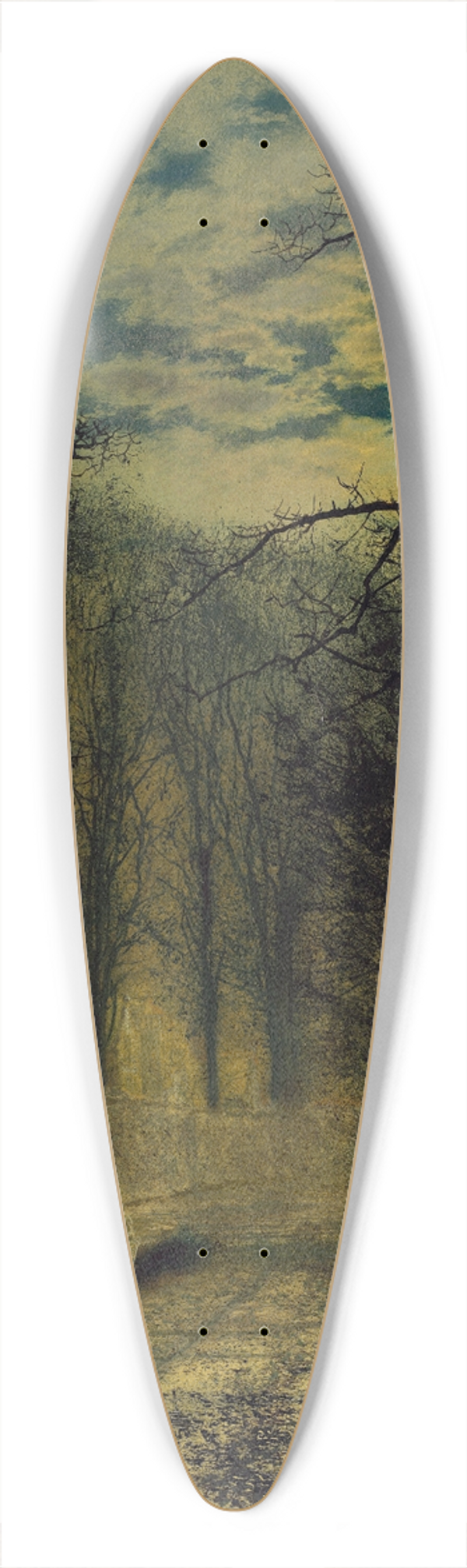 John Atkinson Grimshaw - A Moonlit Street 39.3 inch art pintail longboard deck