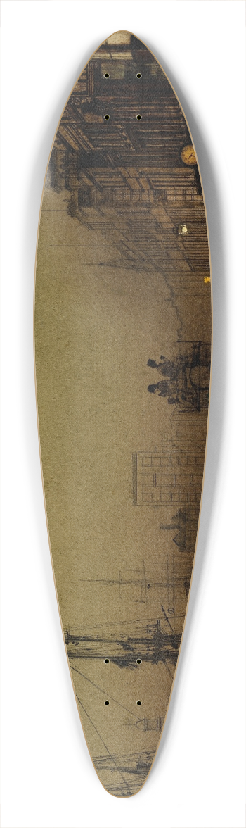 John Atkinson Grimshaw - Glasgow docks, at twilight 39.3 inch art pintail longboard deck