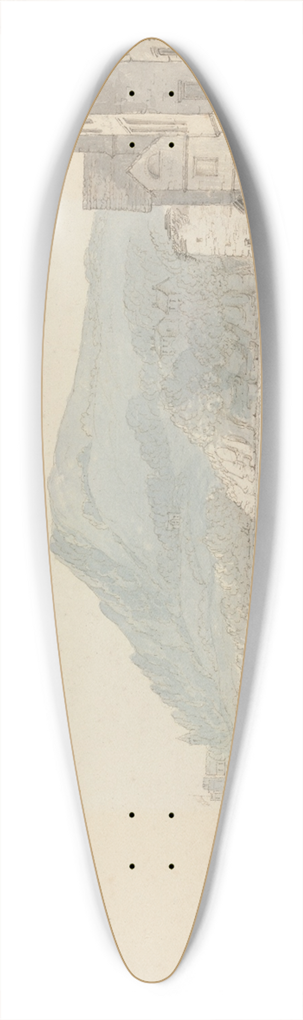 John Baverstock Knight - Quay at Dartmouth 39.3 inch art pintail longboard deck