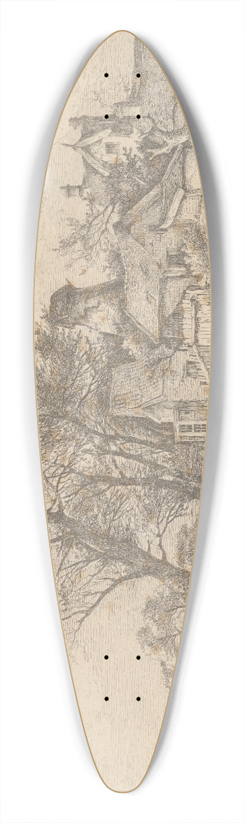 John Crome - Back of the New Mills, Norwich 39.3 inch art pintail longboard deck