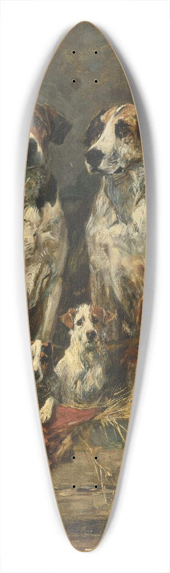 John Emms - Four Foxhounds and a Terrier 39.3 inch art pintail longboard deck