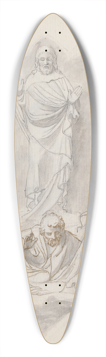 John Flaxman - The Transfiguration, from Lorenzo Ghibertis Baptistery Doors, Florence 39.3 inch art pintail longboard deck