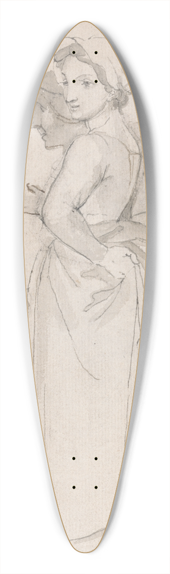John Flaxman - Two Women Talking to a Man at a Counter 39.3 inch art pintail longboard deck