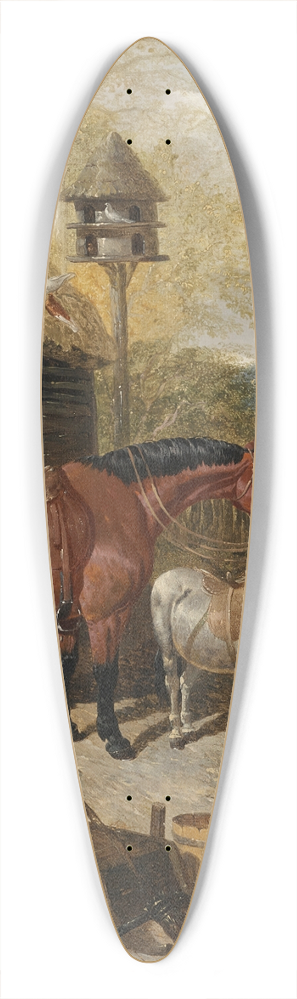 John Frederick Herring Jr. - Farmyard scene 39.3 inch art pintail longboard deck