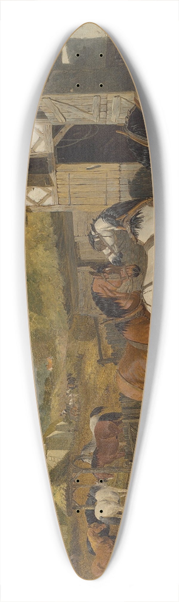John Frederick Herring Jr. - Horses, pigs and ducks in a farmyard 39.3 inch art pintail longboard deck