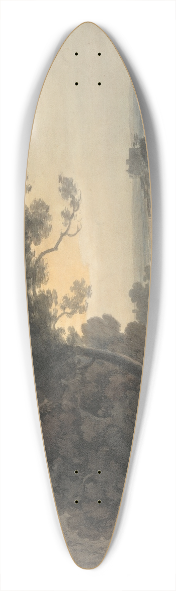 John Robert Cozens - The Lake of Albano and Castel Gandolfo 39.3 inch art pintail longboard deck