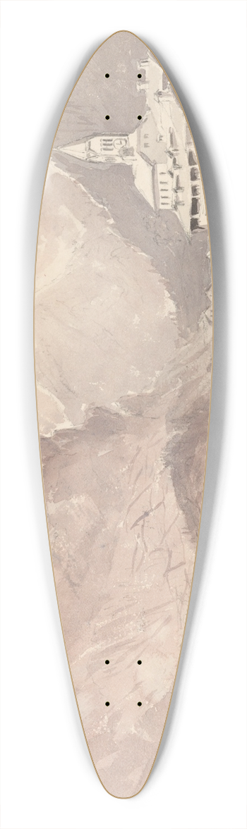 John Ruskin - Swiss MountainLandscape 39.3 inch art pintail longboard deck