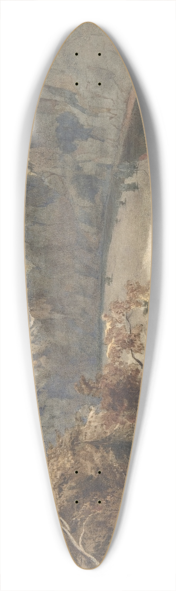 John Scarlett Davis - View of Chepstow, Wales 39.3 inch art pintail longboard deck