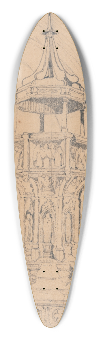 John Sell Cotman - Font in Binham Church, Norfolk 39.3 inch art pintail longboard deck