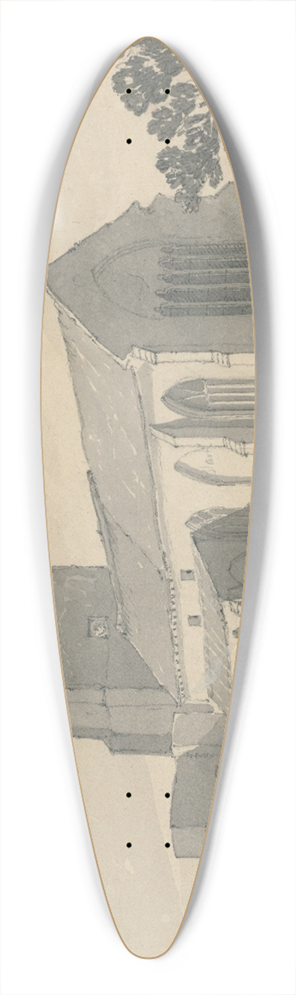 John Sell Cotman - Ingham Church, Norfolk 39.3 inch art pintail longboard deck