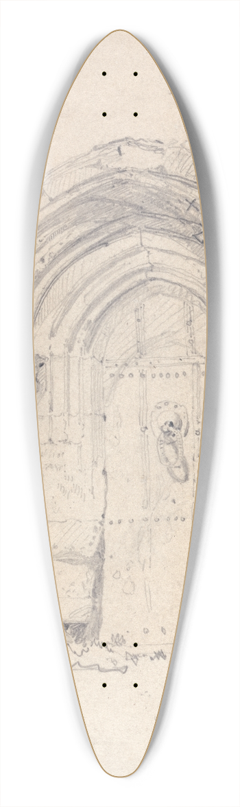 John Sell Cotman - Porch of the Church of Stratton Saint Marys, Norfolk 39.3 inch art pintail longboard deck