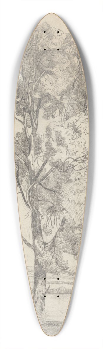 John Sell Cotman - Study of a tree 39.3 inch art pintail longboard deck
