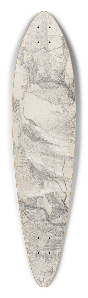 John Sell Cotman - Waterfall with Rocks 39.3 inch art pintail longboard deck