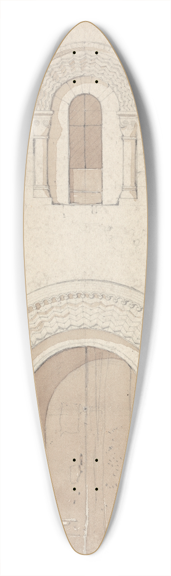 John Sell Cotman - West Doorway and Window in the Church of Ham near Valognes, Normandy 39.3 inch art pintail longboard deck