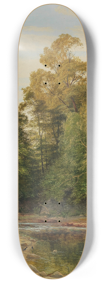 Charles William Smith - A River Landscape 8.25 inch art skate deck