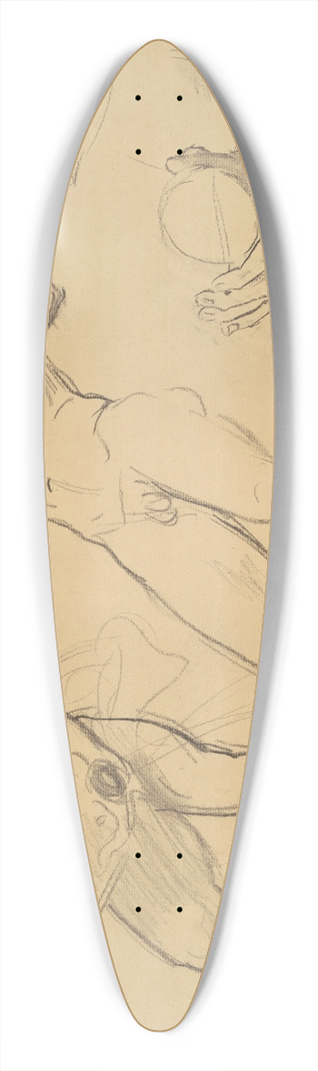 John Singer Sargent - Studies of Notus for The Winds 39.3 inch art pintail longboard deck