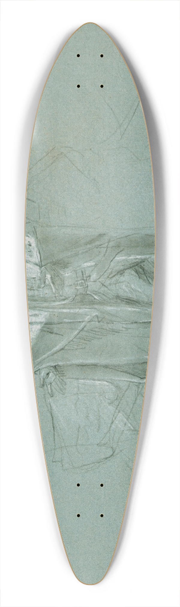John Singleton Copley - Study for The Death of the Earl of Chatham 39.3 inch art pintail longboard deck