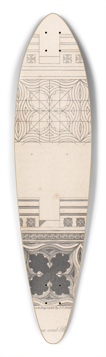 John Thomas Smith - Geometrical Construction of the Freeze and Battlements in the House of Commons 39.3 inch art pintail longboard deck