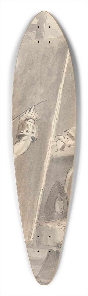 John Thomas Smith - Hogarth Painting His Picture of Captain Coram for the Foundling Hospital 39.3 inch art pintail longboard deck
