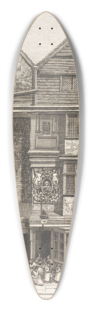 John Thomas Smith - Houses on the South SIde of a Street called London Wall 39.3 inch art pintail longboard deck