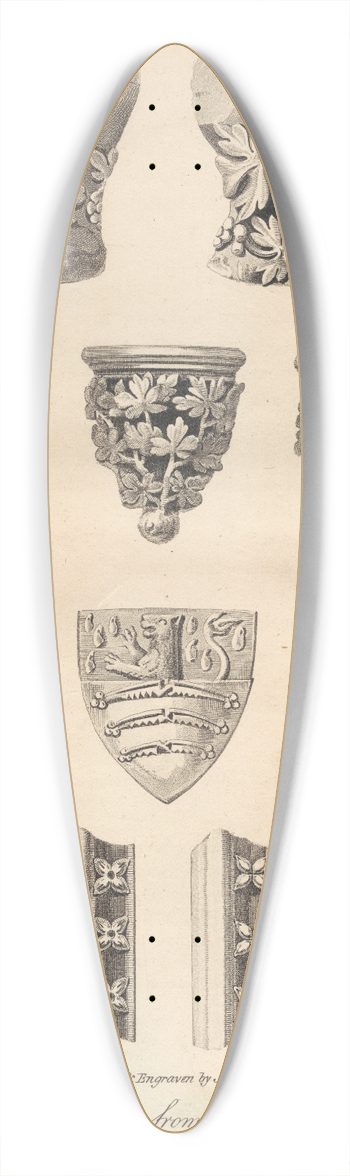 John Thomas Smith - Specimens of Sculpture from St. Stephens Chapel  Plate I 39.3 inch art pintail longboard deck