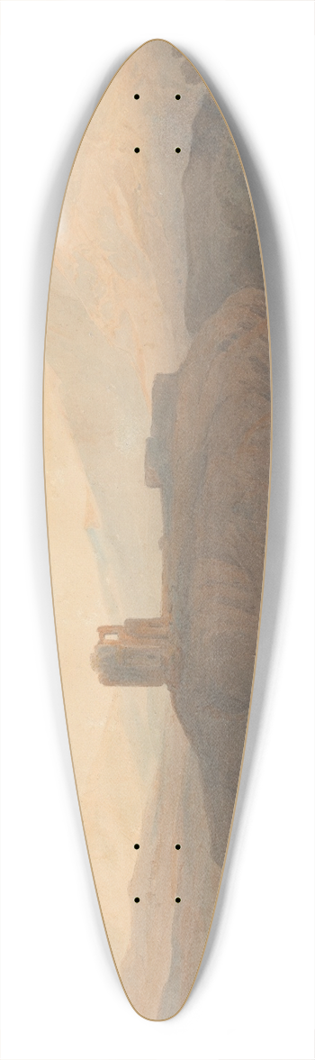 John Varley - Llanberis Lake, with Castle Dolbadern 39.3 inch art pintail longboard deck
