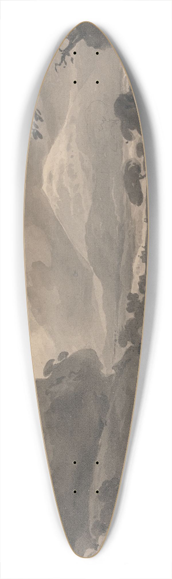 John Varley - Mountain Landscape with Castle Ruins on a Cliff 39.3 inch art pintail longboard deck