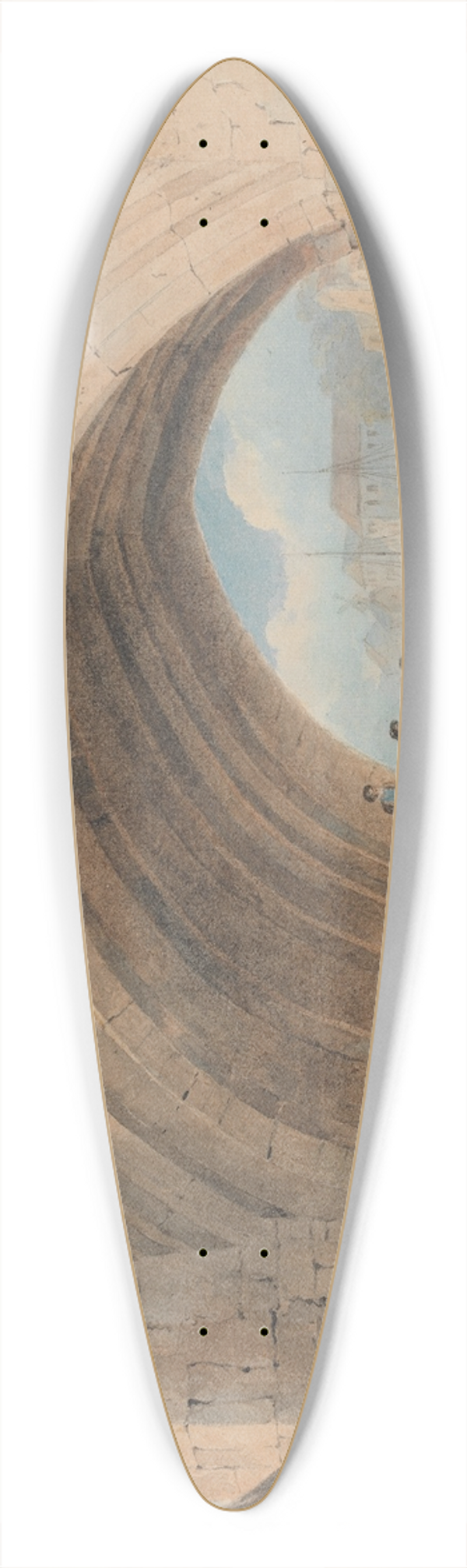 John Varley - Under the Ouse Bridge, Bathing 39.3 inch art pintail longboard deck