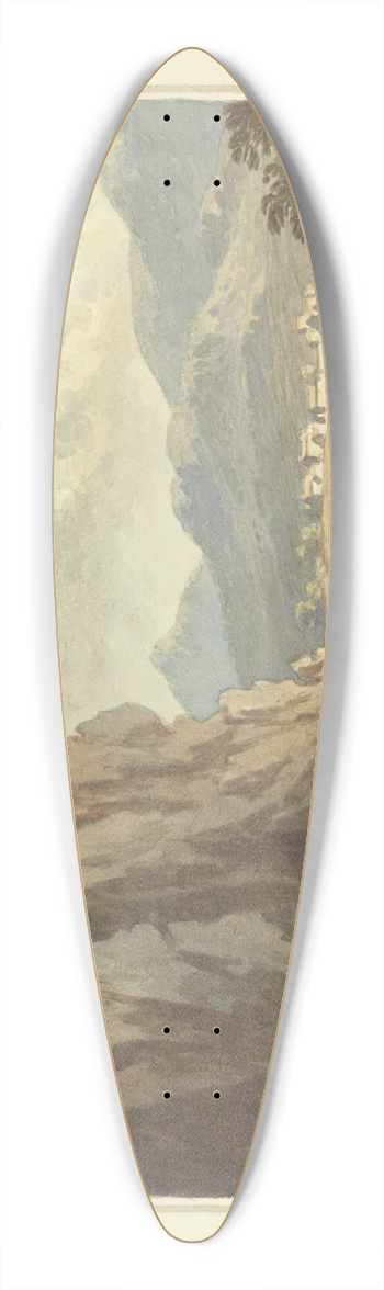 John Warwick Smith - Castle of Schrecstein on the Elbe 39.3 inch art pintail longboard deck