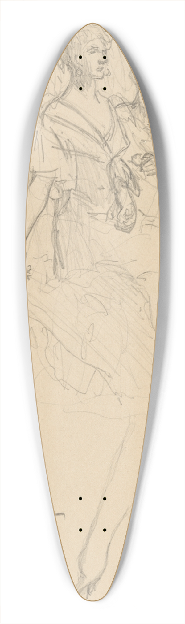 John White Alexander - Study for The SkinnerSisters 39.3 inch art pintail longboard deck