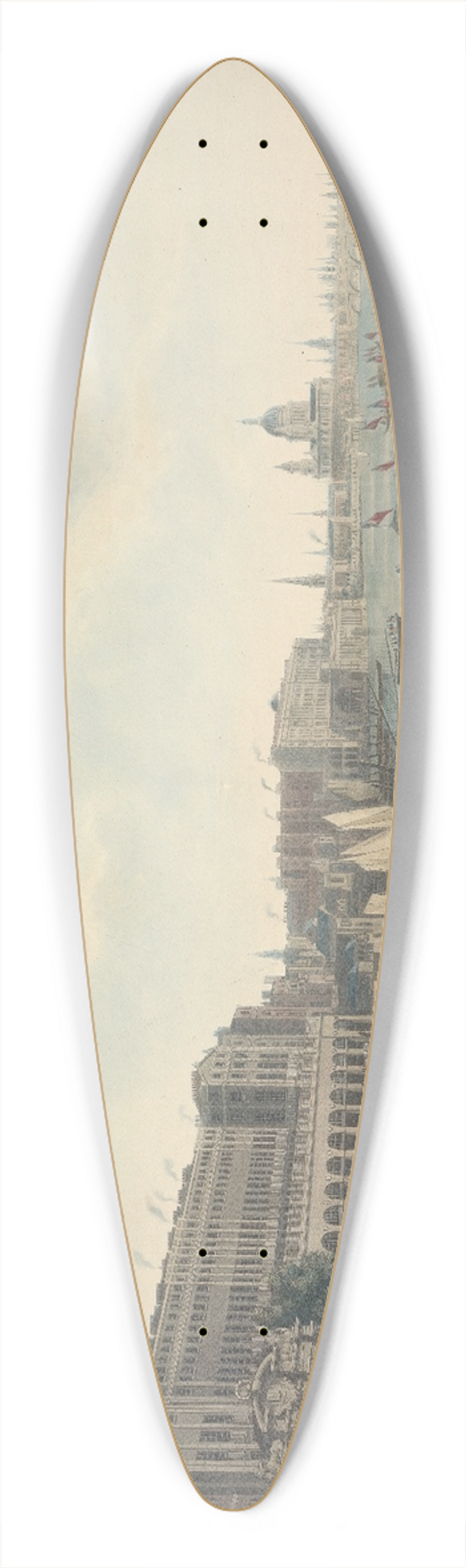 John William Edye - A View of London, Taken on the Thames near York Stairs 39.3 inch art pintail longboard deck