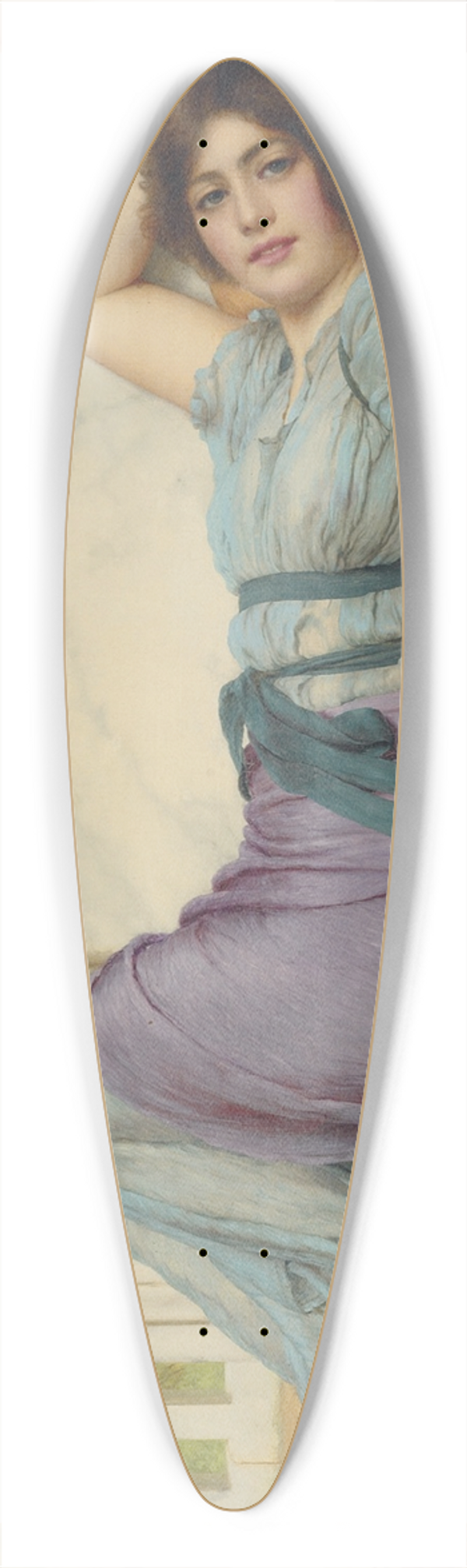 John William Godward - Mischief and Repose 39.3 inch art pintail longboard deck