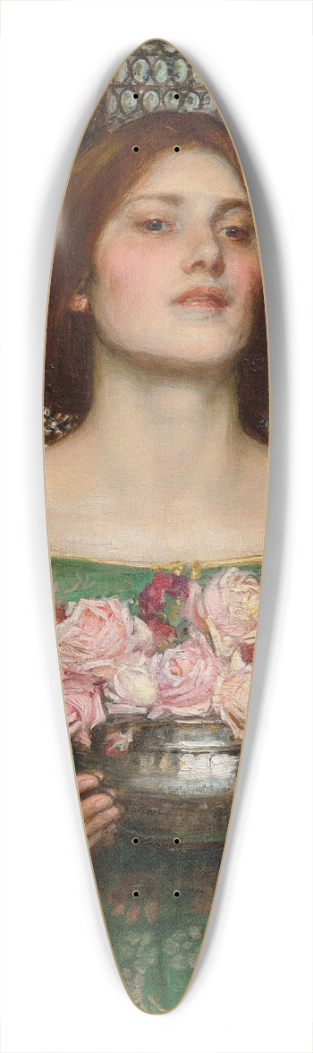 John William Waterhouse - Gather Ye Rosebuds While Ye May 39.3 inch art pintail longboard deck
