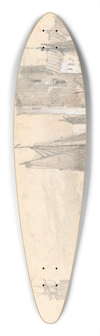 John Wilson Ewbank - Harbor Scene 39.3 inch art pintail longboard deck
