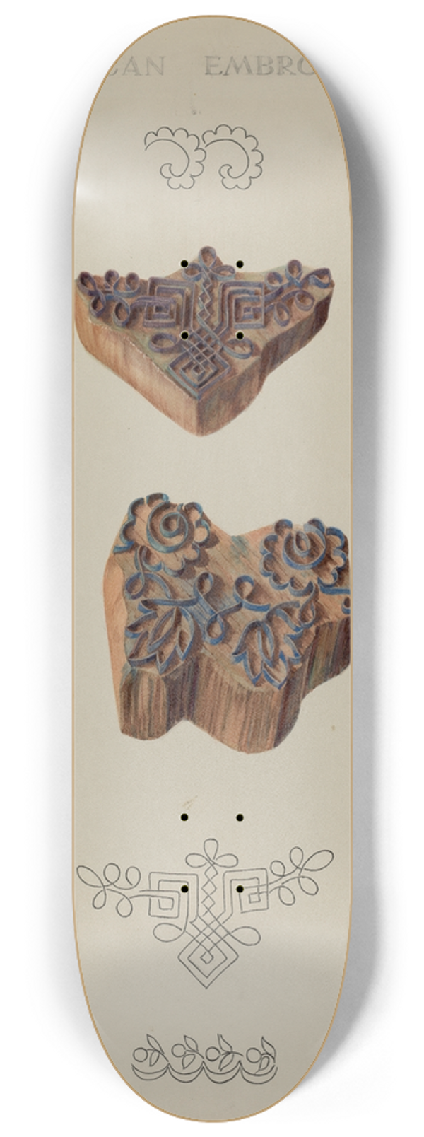 Charlotte Angus - Stamps for Embroidery 8.25 inch art skate deck