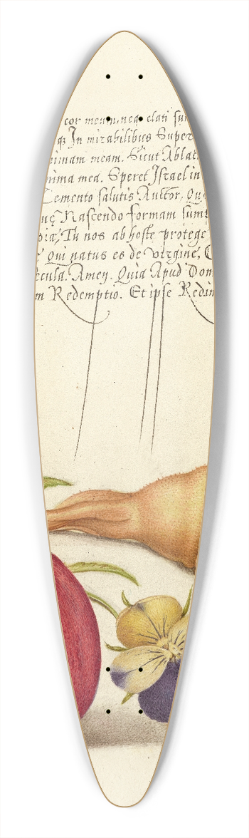 Joris Hoefnagel - Common Apple, European Wild Pansy, and Giant Filbert 39.3 inch art pintail longboard deck