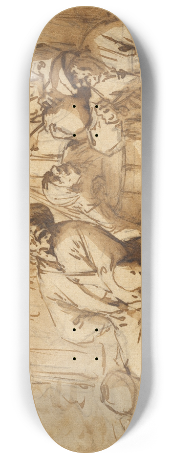 Adriaen van Ostade - Peasants Drinking in a Tavern 8.25 inch art skate deck