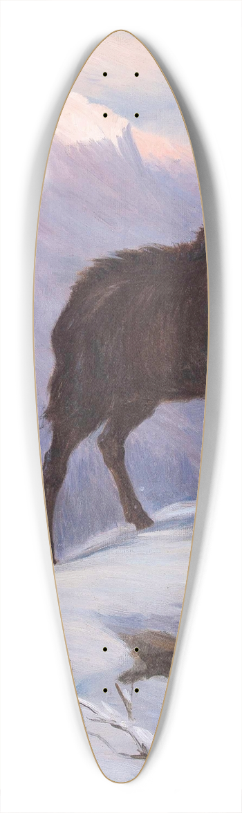 Josef Straka - Zwei Gmsen im winterlichen Hochgebirge 39.3 inch art pintail longboard deck