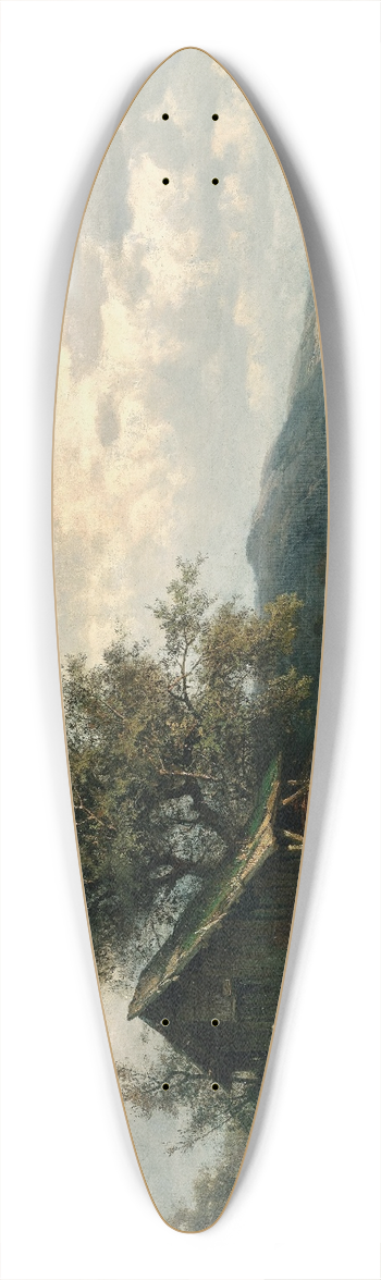 Josef Willroider - A Scene on a Lake 39.3 inch art pintail longboard deck