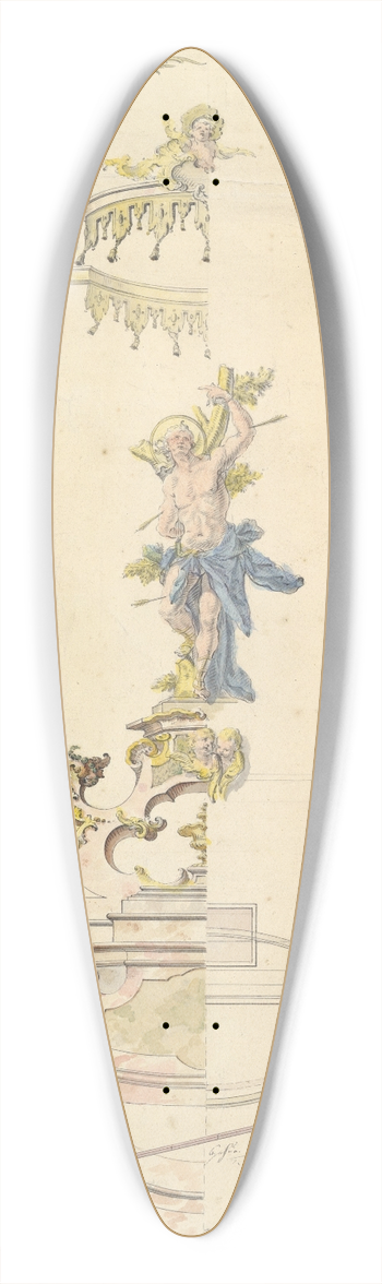 Joseph Anton Feuchtmayer - Design for an Altarpiece with a Figure of St. Sebastian 39.3 inch art pintail longboard deck