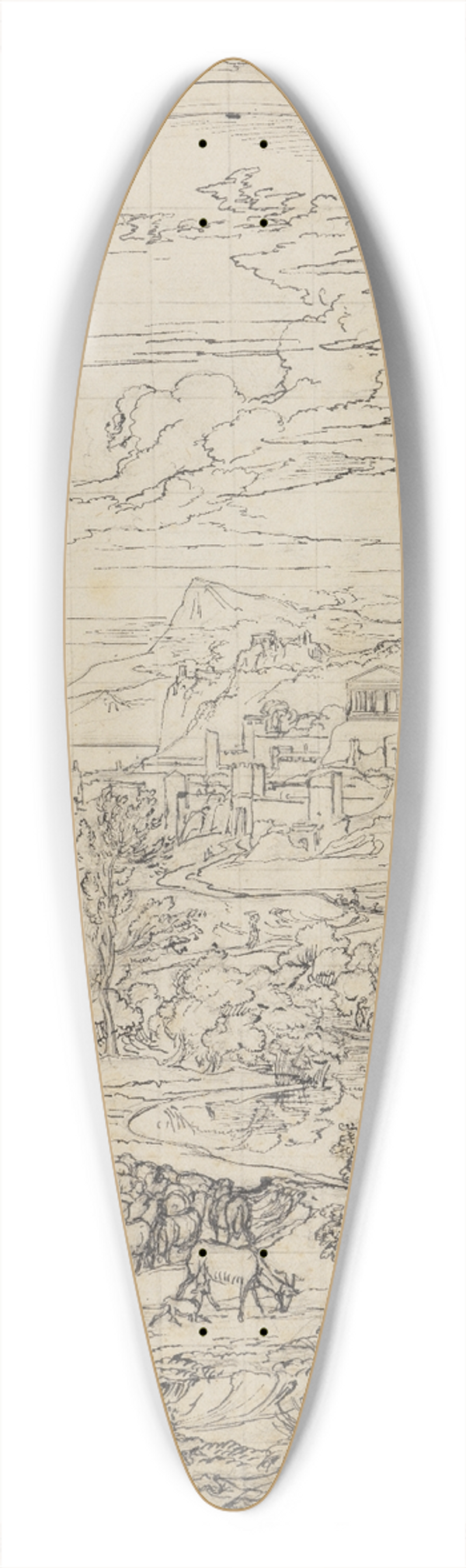 Joseph Anton Koch - Heroische Landschaft mit Regenbogen 39.3 inch art pintail longboard deck