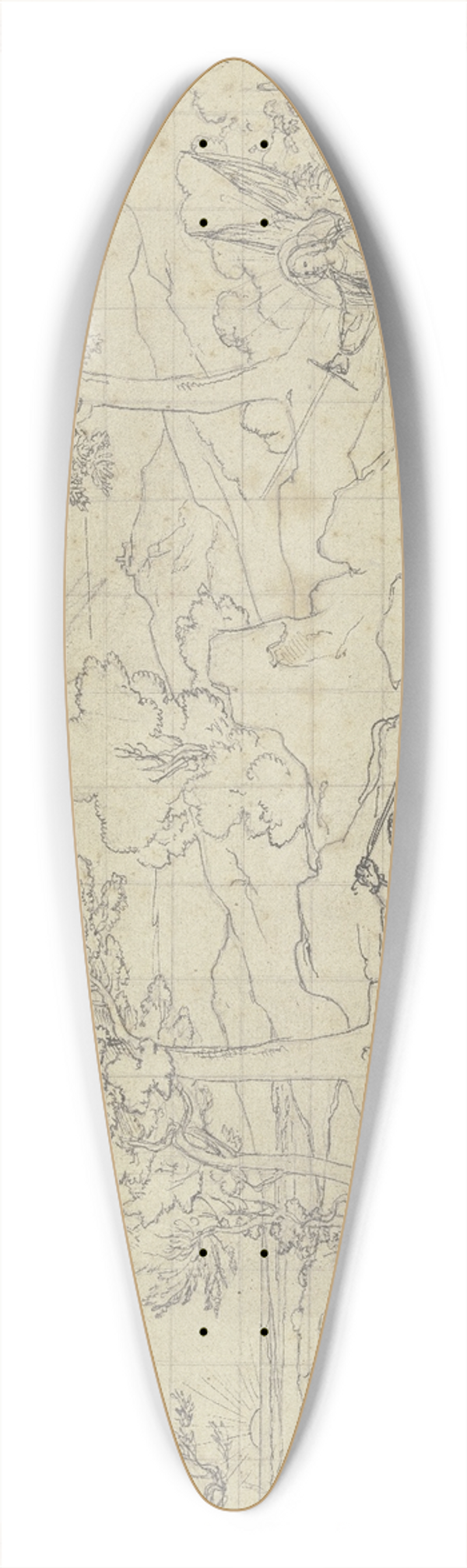 Joseph Anton Koch - Landscape with Bileam 39.3 inch art pintail longboard deck