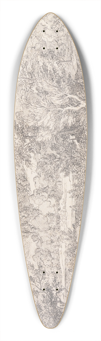 Joseph Anton Koch - Roman landscape with figures near Paliano 39.3 inch art pintail longboard deck