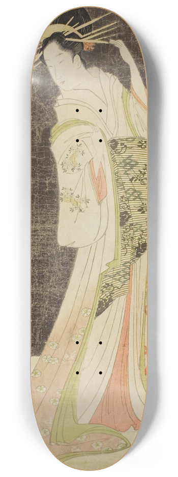 Chbunsai Eishi - A Selection of Beauty from the Pleasure Quarters (Seiro bijin awase); Courtesans Hired for the New Years Holidays  Takigawa of the Ogiya 8.25 inch art skate deck