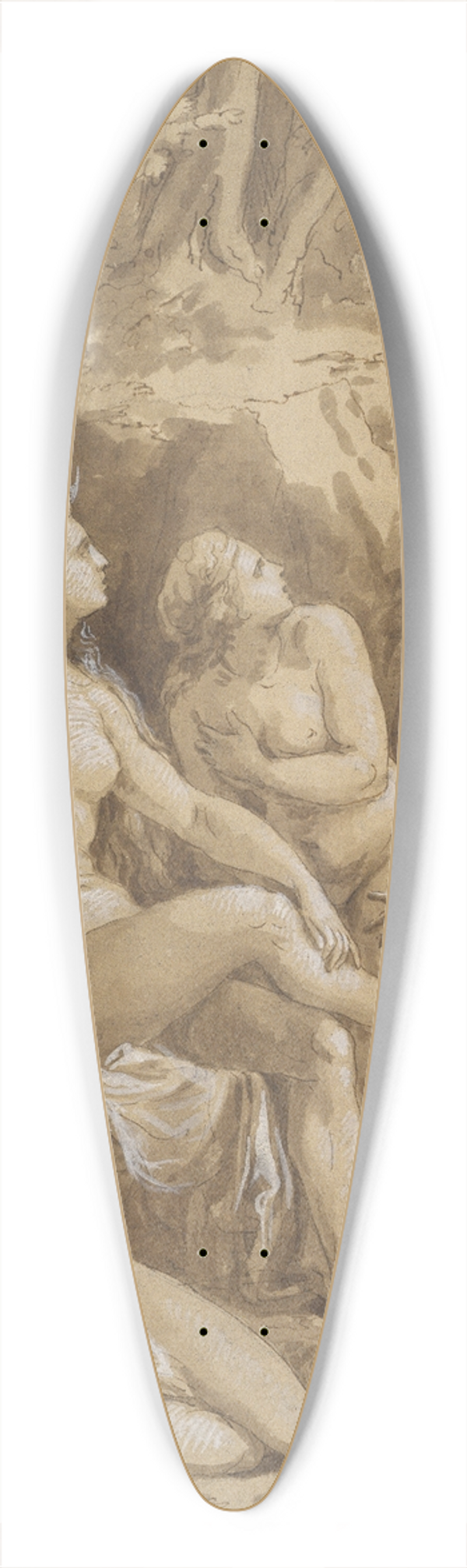 Joseph Bergler the Younger - Diana and Actaeon 39.3 inch art pintail longboard deck