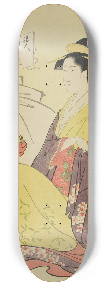 Chbunsai Eishi - Hotei, from the series Comparison of the Treasures of the Gods of Good Fortune (Fukujin takara awase) 8.25 inch art skate deck