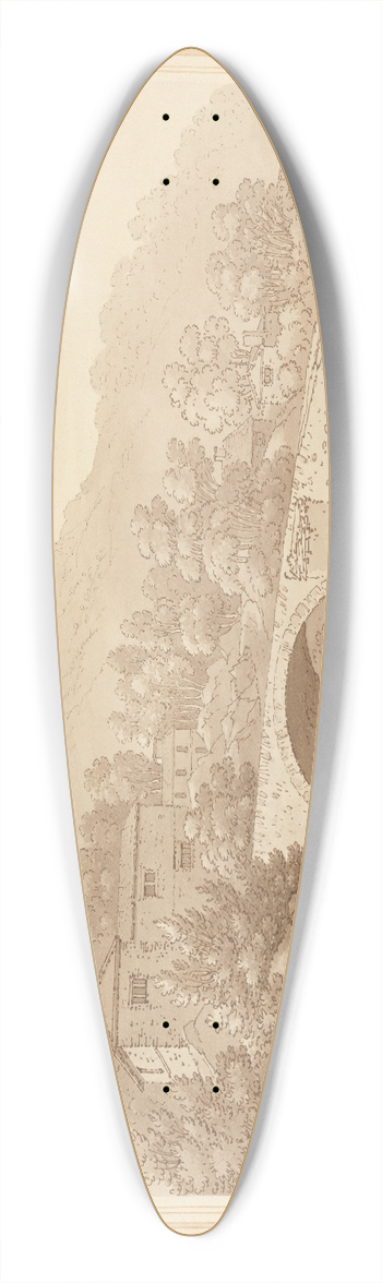 Joseph Farington - Brathay Bridge. 39.3 inch art pintail longboard deck