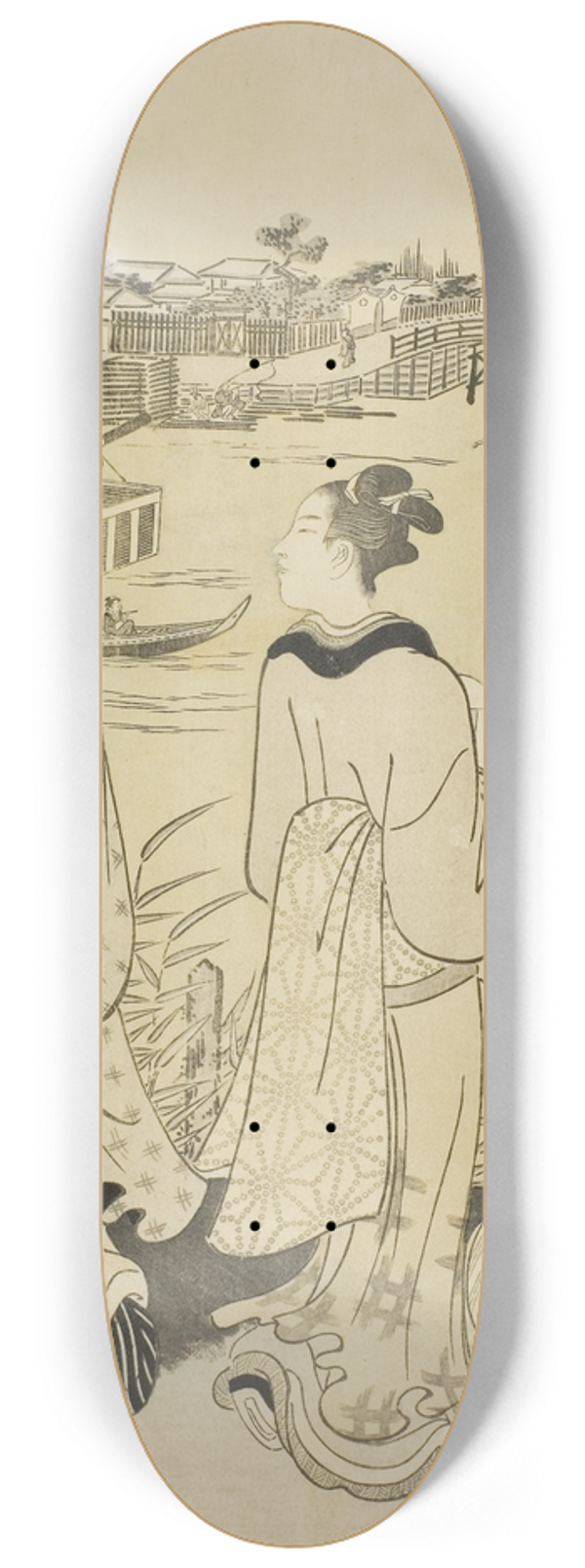 Chbunsai Eishi - Ono no Komachi at Seki Temple, from the series The Fashionable Seven Komachi (Furyu nana Komachi) 8.25 inch art skate deck