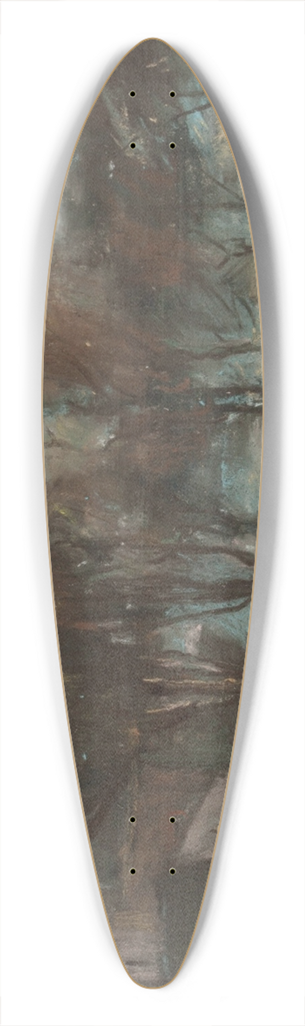 Joseph Frank Currier - Trees by a Village 39.3 inch art pintail longboard deck